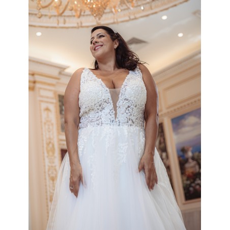 Robe de mariée trapèze en tulle et dentelle Promarried 22217 GT IVORY