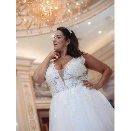 Robe de mariée trapèze en tulle et dentelle Promarried 22217 GT IVORY
