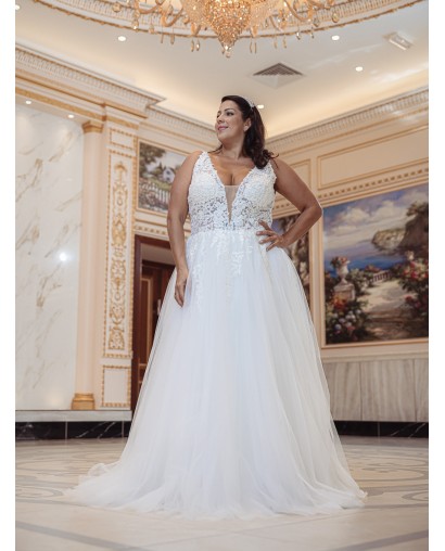 Robe de mariée trapèze en tulle et dentelle Promarried 22217 GT IVORY