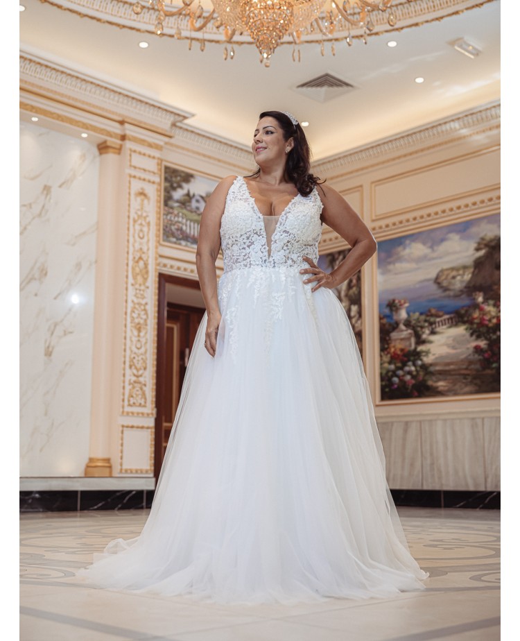 Robe de mariée trapèze en tulle et dentelle Promarried 22217 GT IVORY
