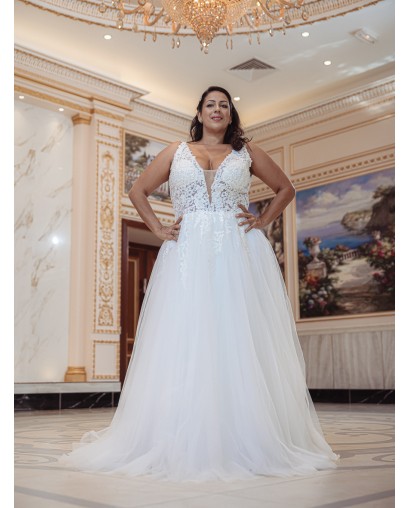 Robe de mariée trapèze en tulle et dentelle Promarried 22217 GT IVORY