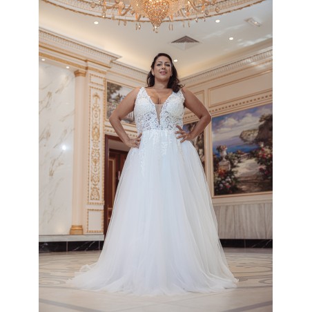 Robe de mariée trapèze en tulle et dentelle Promarried 22217 GT IVORY