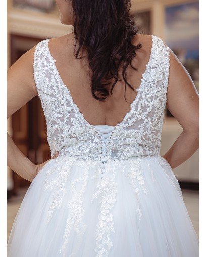 Robe de mariée trapèze en tulle et dentelle Promarried 22217 GT IVORY