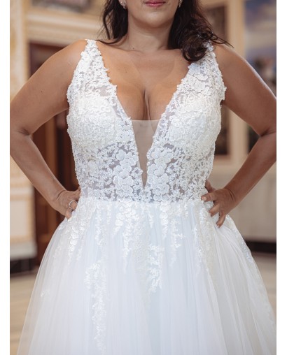 Robe de mariée trapèze en tulle et dentelle Promarried 22217 GT IVORY