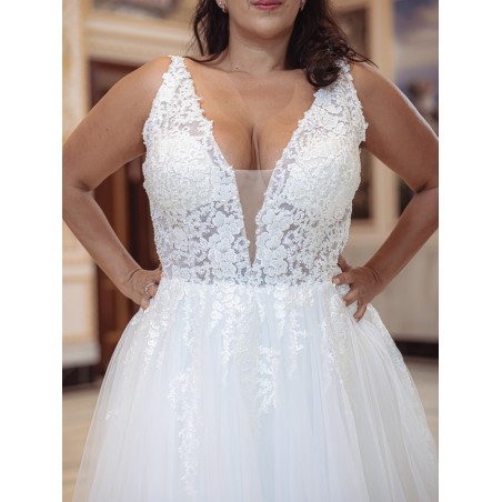 Robe de mariée trapèze en tulle et dentelle Promarried 22217 GT IVORY