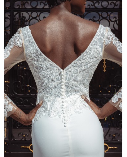 Robe fourreau manches longues Promarried 22220 IVORY