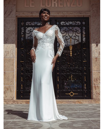 Robe fourreau manches longues Promarried 22220 IVORY