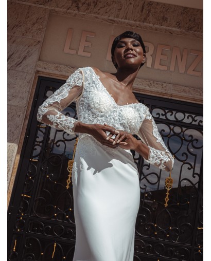 Robe fourreau manches longues Promarried 22220 IVORY