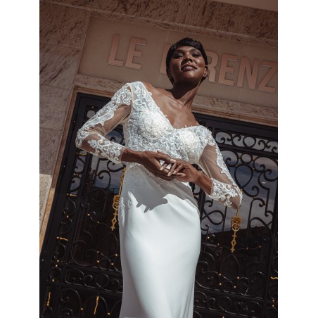 Robe fourreau manches longues Promarried 22220 IVORY