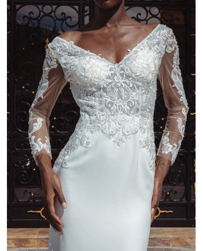 Robe fourreau manches longues Promarried 22220 IVORY