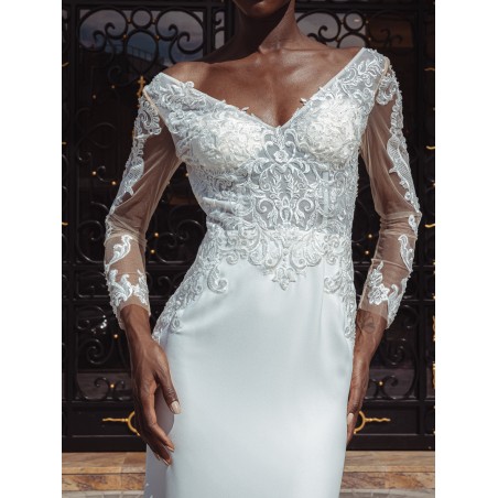 Robe fourreau manches longues Promarried 22220 IVORY
