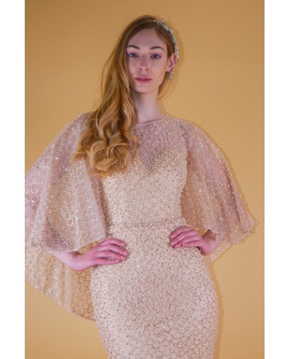 Robe longue coupe sirène perles nacrée