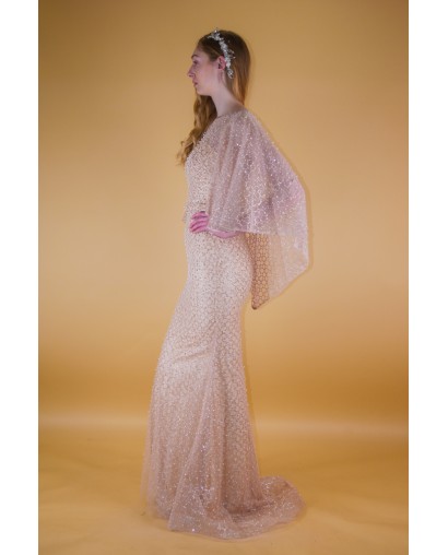 Robe longue coupe sirène perles nacrée