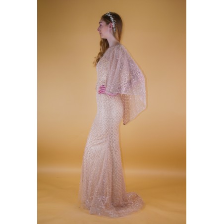 Robe longue coupe sirène perles nacrée
