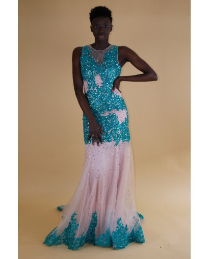 Robe de Soirée Peacock/Pink