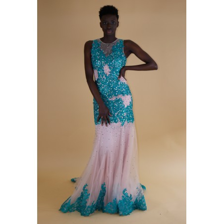 Robe de Soirée Peacock/Pink