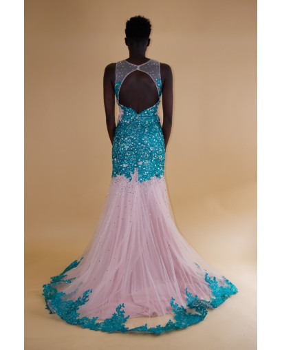 Robe de Soirée Peacock/Pink
