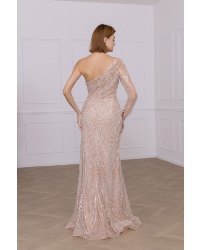 Robe fourreau asymétrique champagne promarried