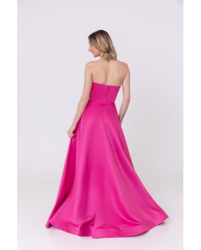Robe de soirée bleu fuchsia bustier coupe évasée avec une fente Promarried