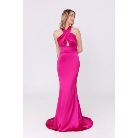 Robe de soirée en satin fuchsia Promarried