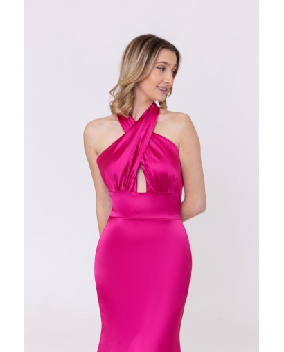 Robe de soirée en satin fuchsia Promarried