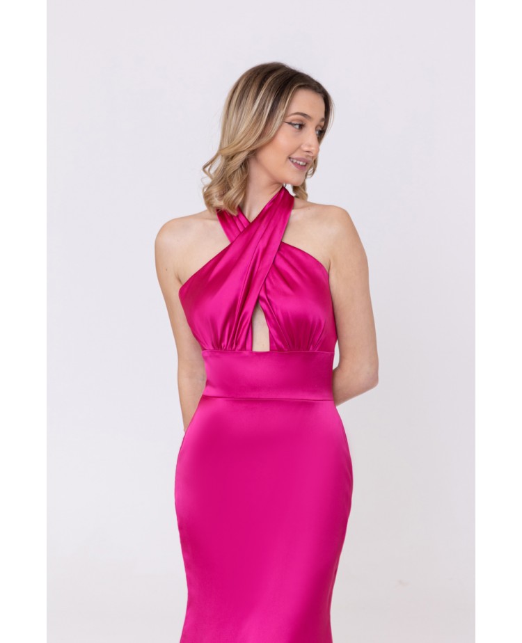 Robe de soirée en satin fuchsia Promarried