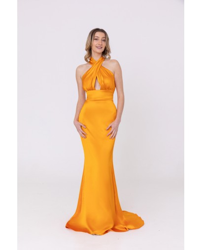 Robe de soirée en satin orange Promarried