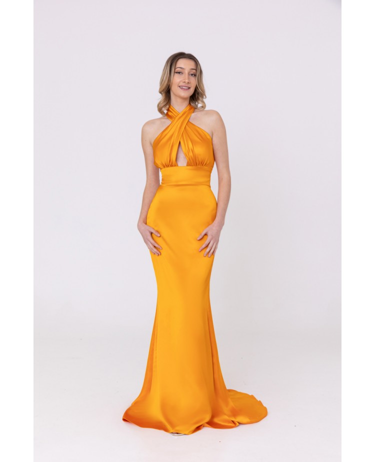 Robe de soirée en satin orange Promarried