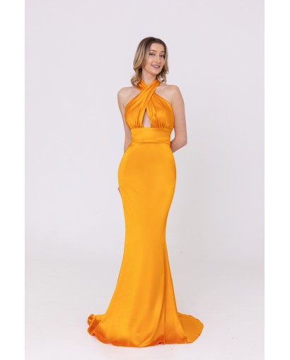 Robe de soirée en satin orange Promarried
