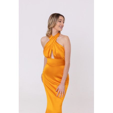 Robe de soirée en satin orange Promarried