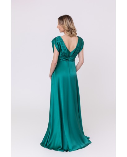 Robe de soirée évasée en satin vert Promarried