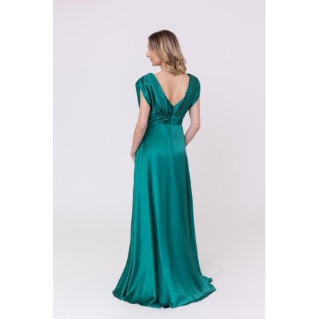 Robe de soirée évasée en satin vert Promarried
