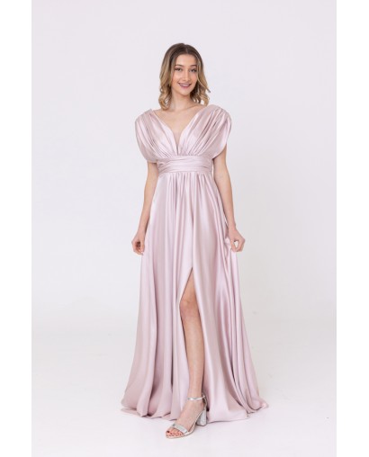 Robe de soirée évasée en satin champagne Promarried