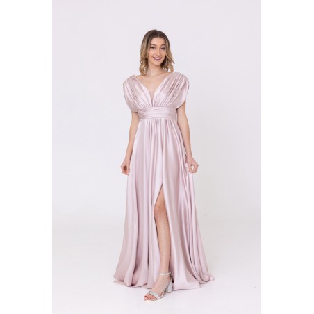 Robe de soirée évasée en satin champagne Promarried