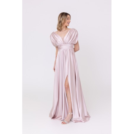 Robe de soirée évasée en satin champagne Promarried