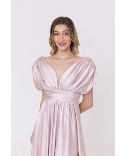 Robe de soirée évasée en satin champagne Promarried