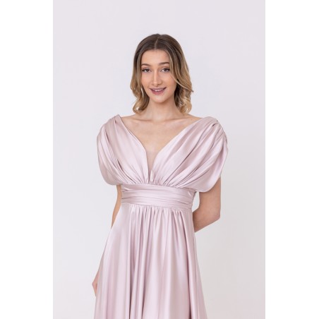 Robe de soirée évasée en satin champagne Promarried