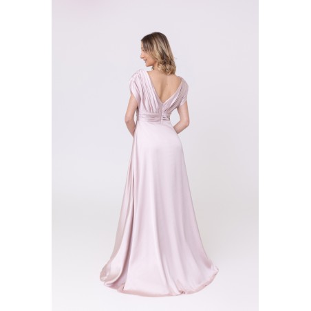 Robe de soirée évasée en satin champagne Promarried