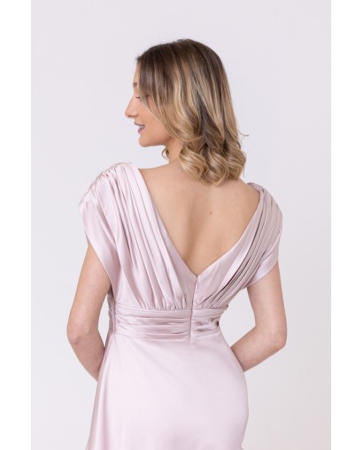 Robe de soirée évasée en satin champagne Promarried