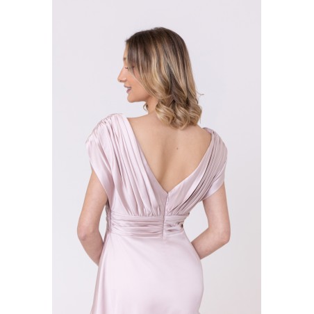 Robe de soirée évasée en satin champagne Promarried