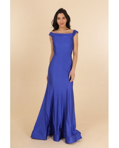 Robe de soirée bleu royale coupe trompette