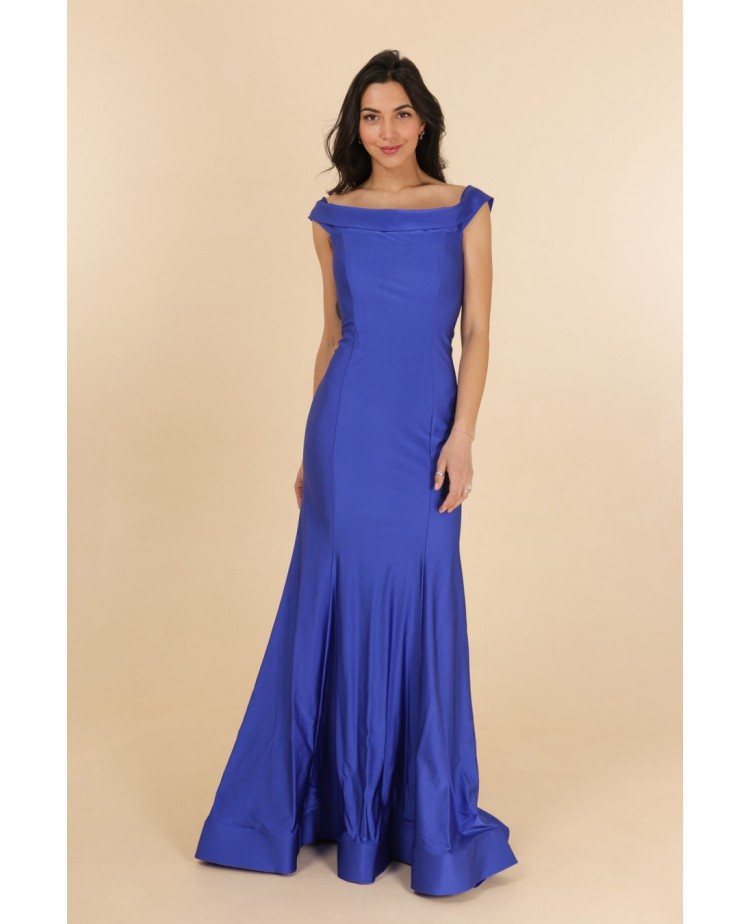 Robe de soirée bleu royale coupe trompette