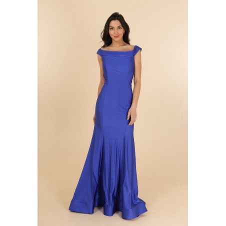 Robe de soirée bleu royale coupe trompette