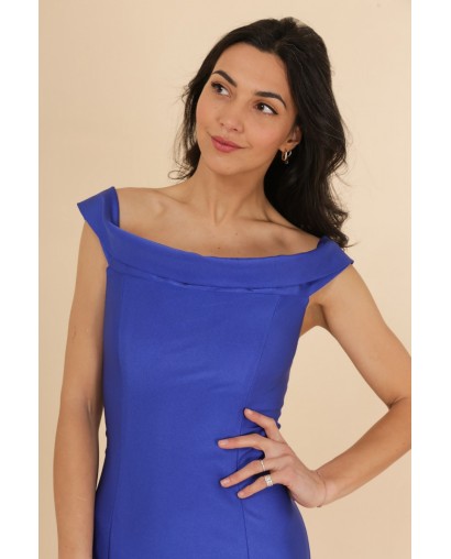 Robe de soirée bleu royale coupe trompette