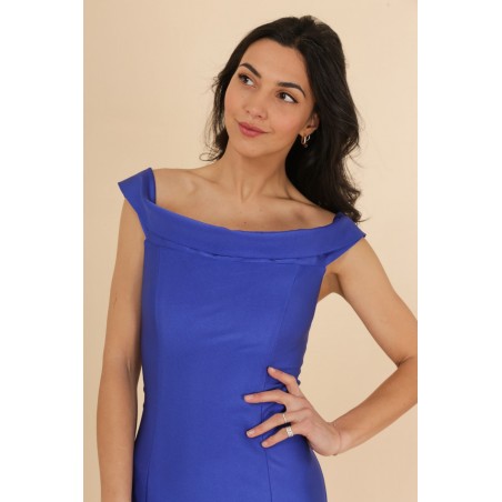 Robe de soirée bleu royale coupe trompette