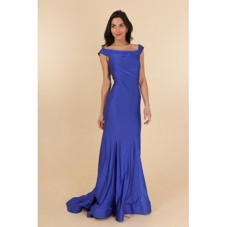 Robe de soirée bleu royale coupe trompette