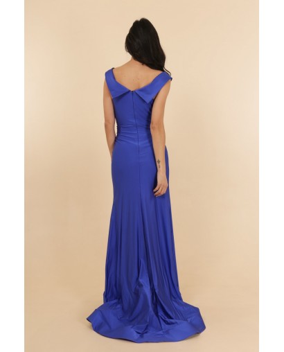 Robe de soirée bleu royale coupe trompette