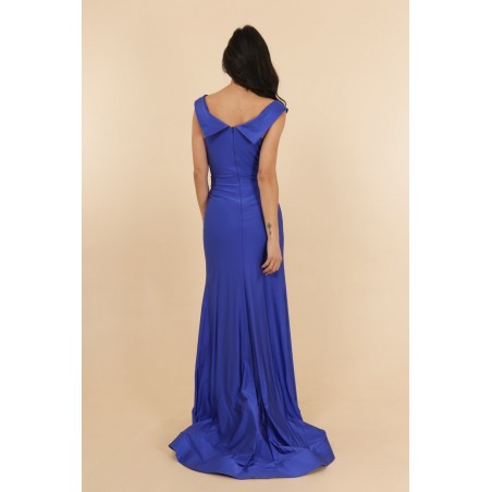 Robe de soirée bleu royale coupe trompette