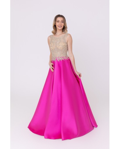 Robe de soirée princesse jupe fuchsia Promarried