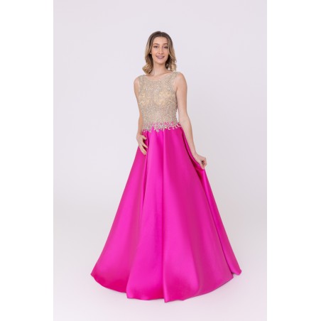 Robe de soirée princesse jupe fuchsia Promarried